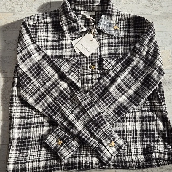 NWT Beachlunchlounge Shacket Shirt Jacket Size XS Small Flannel - Picture 9 of 10